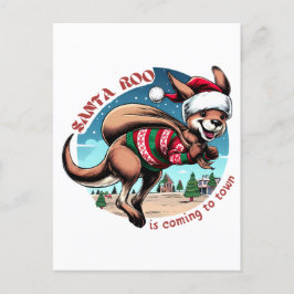 Cute Kangaroo önskar dig God jul Funny Santa Vykort