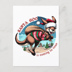 Cute Kangaroo önskar dig God jul Funny Santa Vykort
