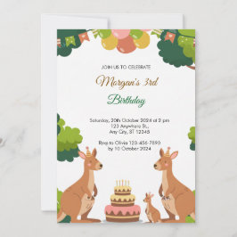 Cute Kangaroo Party Birthday-inbjudan Inbjudningar
