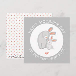 Cute kanin mor och bunny baby grått Mors dag Julkort
