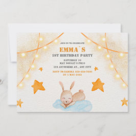 Cute kanin vattencolor Baby Första Födelsedagsfest Inbjudningar