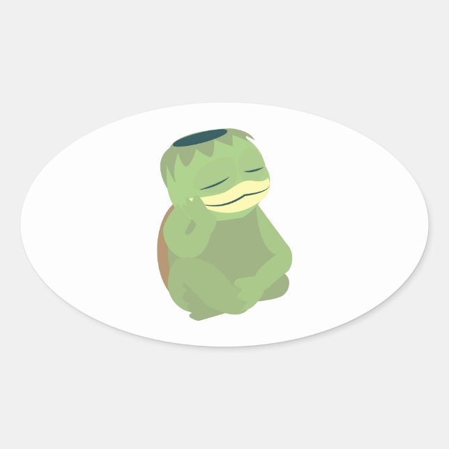 Cute Kappa Ovalt Klistermärke (Framsida)