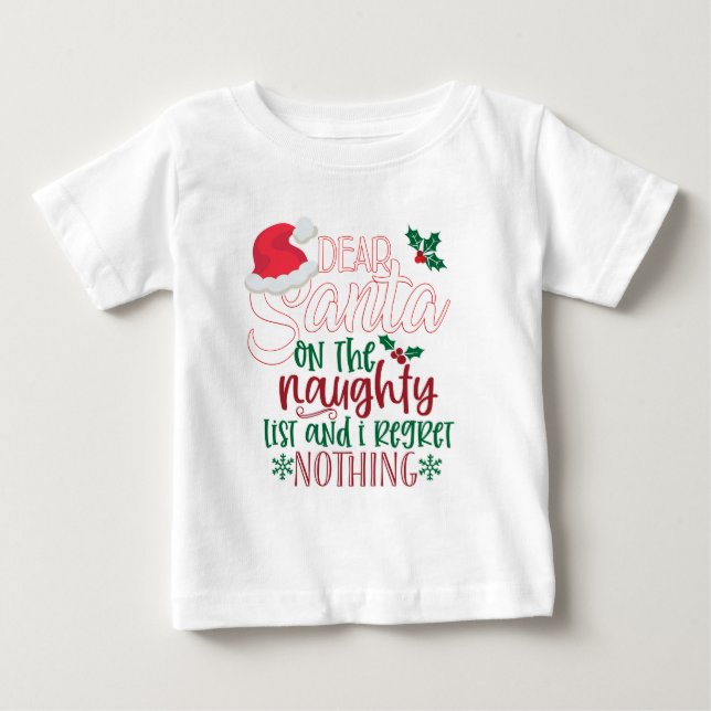 Cute Kära Santa Naughty List T Shirt (Framsida)