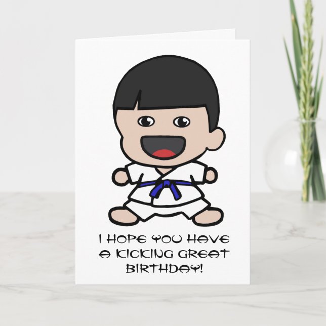 Cute Karate Birthday Card for Boys Kort (Framsida)