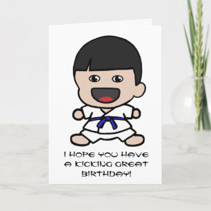Cute Karate Birthday Card for Boys Kort