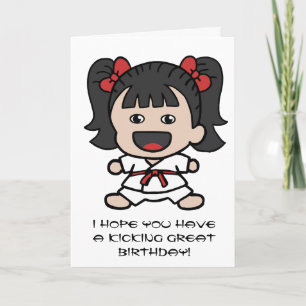 Cute Karate Birthday Card for Girls Kort