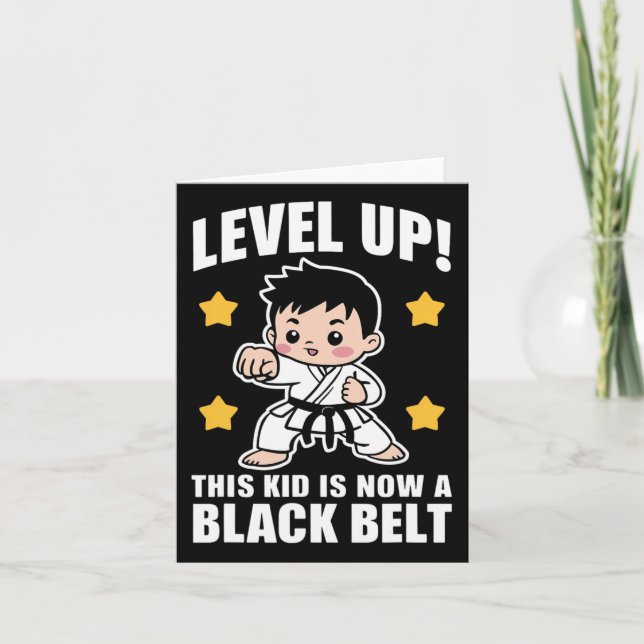 Cute Karate Black Bälte Achievement Boys Kids Kort (Framsida)