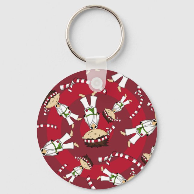 Cute Karate Boy Keychain Nyckelring (Framsida)