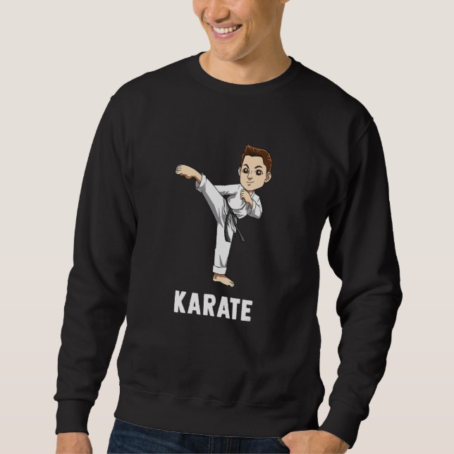 Cute Karate Boy Lång Ärmad Tröja (Framsida)