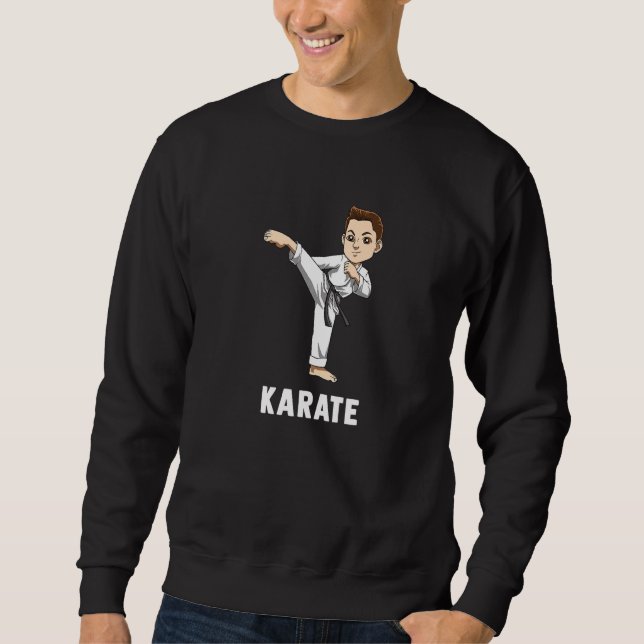 Cute Karate Boy Lång Ärmad Tröja (Framsida)