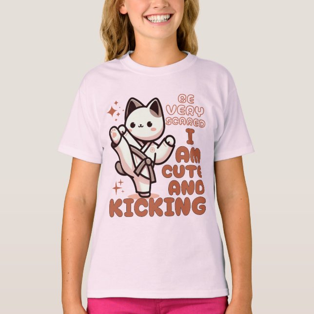 Cute Karate Cat T Shirt (Framsida)