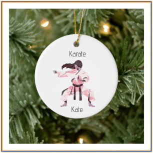 Cute Karate Girl Martial Arts Julgransprydnad Keramik