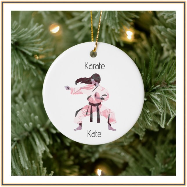 Cute Karate Girl Martial Arts Julgransprydnad Keramik (Bookmark my store! https://www.zazzle.com/store/capricepetit)
