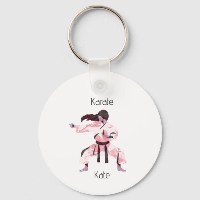 Cute Karate Girl Martial Arts Nyckelring (Framsida)