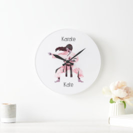Cute Karate Girl Martial Arts Stor Klocka