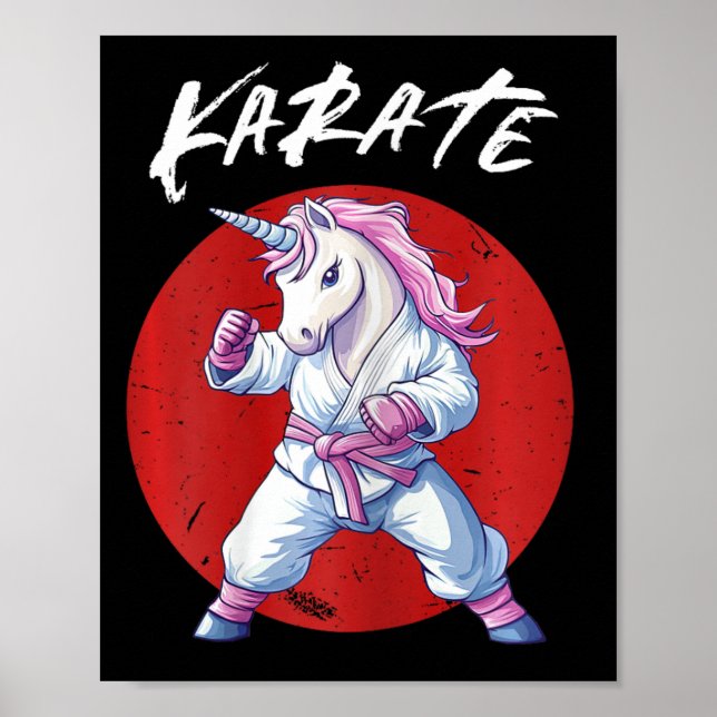 Cute Karate Kid Unicorn Women Fighter Poster (Framsidan)