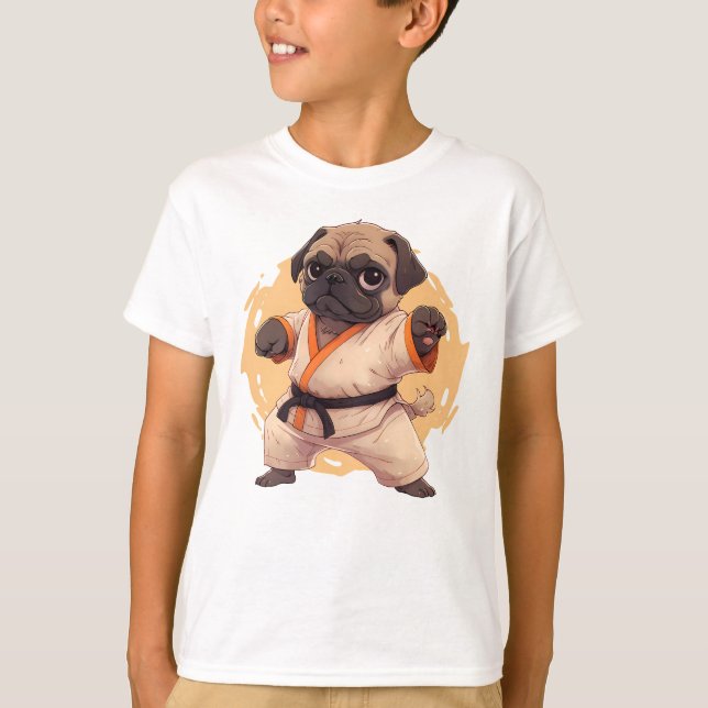 Cute karate pug hund, farlig pug-valp t shirt (Framsida)