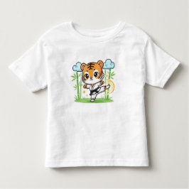 Cute Karate Tiger Kids Design T Shirt