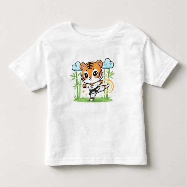 Cute Karate Tiger Kids Design T Shirt (Framsida)