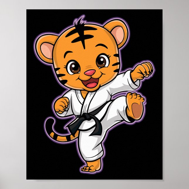 Cute Karate Tiger Martial Arts Funny För barn Boys Poster (Framsidan)