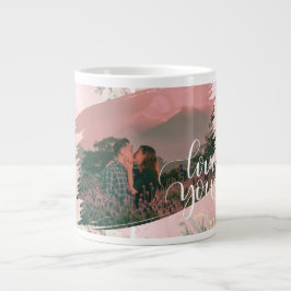 Cute Kärlek, Anpassningsbar Photo for lite Rosa Bl Jumbo Mugg