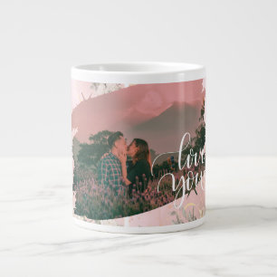 Cute Kärlek, Anpassningsbar Photo for lite Rosa Bl Jumbo Mugg