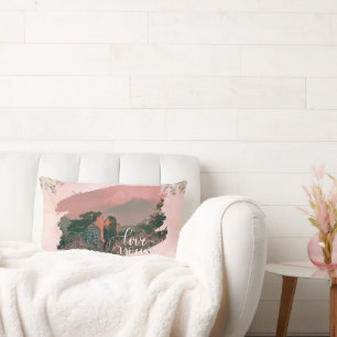 Cute Kärlek, Anpassningsbar Photo for lite Rosa Bl Lumbarkudde