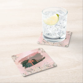 Cute Kärlek, Anpassningsbar Photo for lite Rosa Bl Underlägg Papper Kvadrat