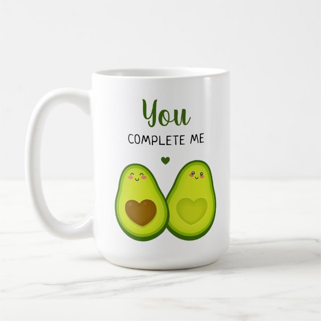 Cute Kärlek Avocado Girlkompis Boykompis Årsdag Kaffemugg (Vänster)