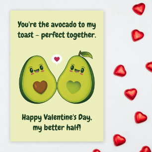 Cute Kärlek Avocado Lycklig Funny Valentines day Julkort