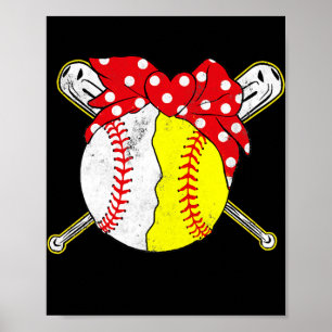 Cute Kärlek Baseball Softball Heart Baseball Mamma Poster