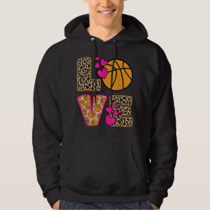 Cute Kärlek Basketball Leopard Skriv ut "Women Gir Hoodie