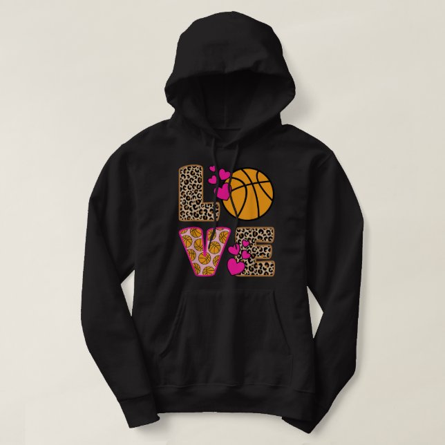 Cute Kärlek Basketball Leopard Skriv ut "Women Gir Hoodie (Design framsida)