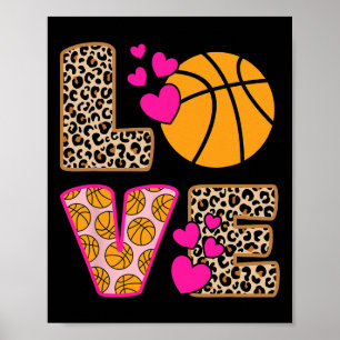 Cute Kärlek Basketball Leopard Skriv ut "Women Gir Poster