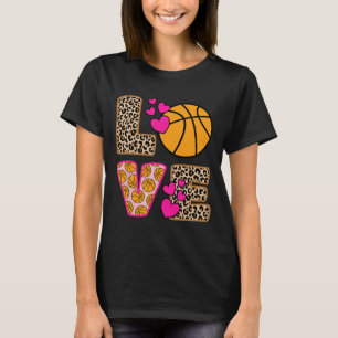 Cute Kärlek Basketball Leopard Skriv ut "Women Gir T Shirt
