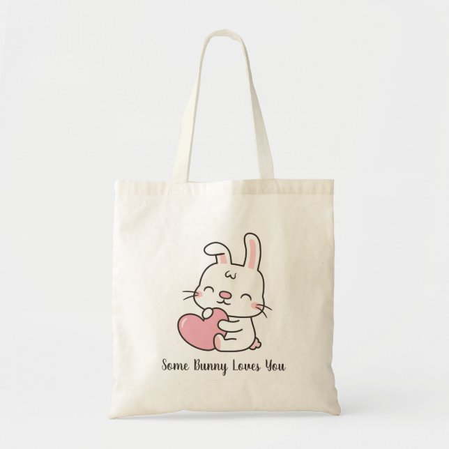 Cute Kärlek-bekännelse, lite Bunny Kärlek du Pun Tygkasse (Framsidan)