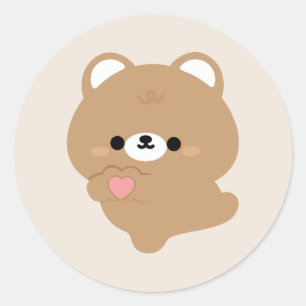 Cute Kärlek Brown Bear Runt Klistermärke