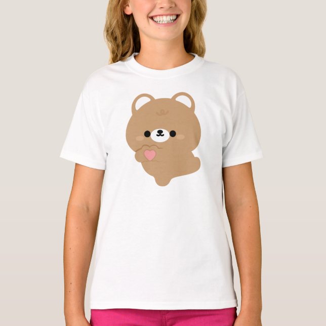 Cute Kärlek Brown Bear T Shirt (Framsida)