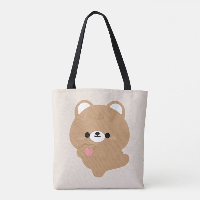 Cute Kärlek Brown Bear Tygkasse (Baksida)