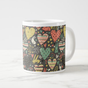 Cute kärlek bunnies mönster med hjärta jumbo mugg