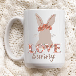 Cute Kärlek bunny Blommigt Påsk Två-Tonad Mugg