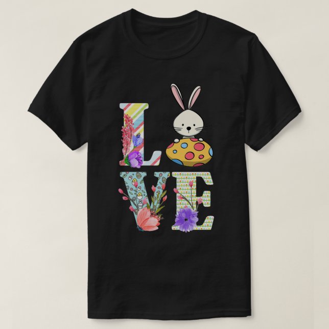 Cute KÄRLEK Bunny Rabbit Älskare Påsk Day Gift Man T Shirt (Design framsida)