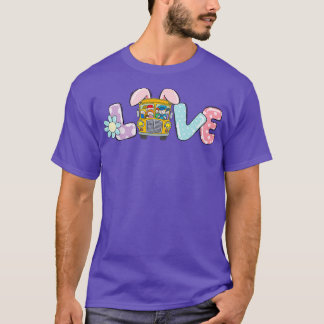 Cute Kärlek Bunny School Buss Driver Life Lycklig  T Shirt