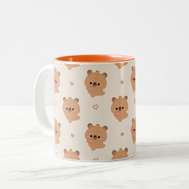 Cute Kärlek Capybara Två-Tonad Mugg (Framsida vänster)