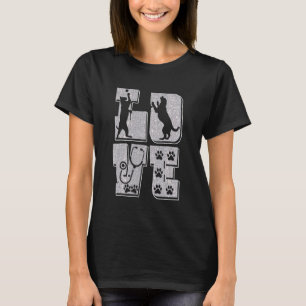 Cute KÄRLEK Cat Hund Paw Skriv ut Hund Cat Animals T Shirt