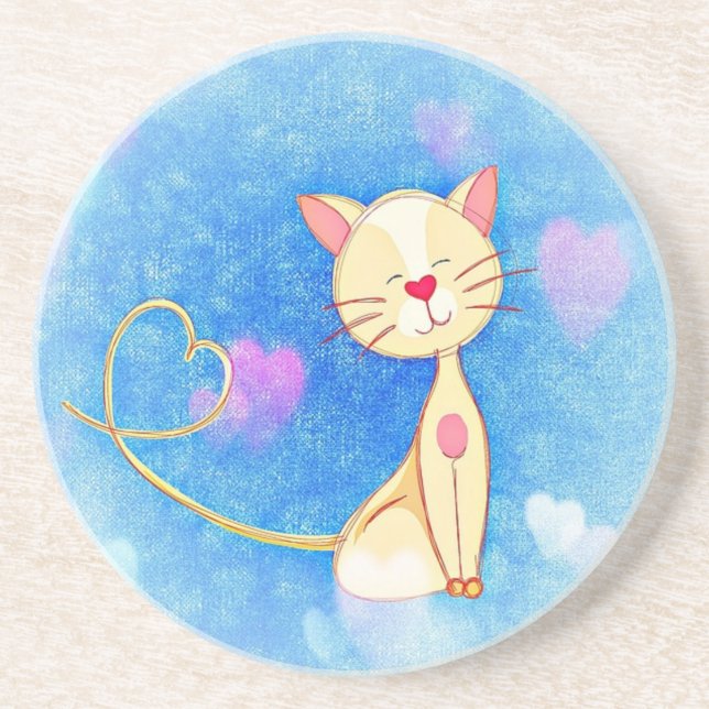 Cute Kärlek Cat Underlägg (Framsidan)