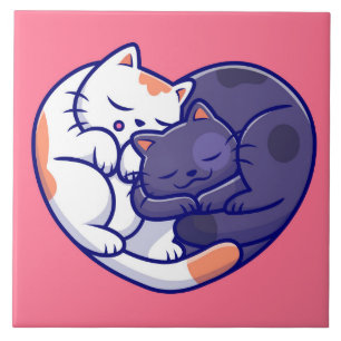 Cute Kärlek Cats Ceramic Tile Kakelplatta