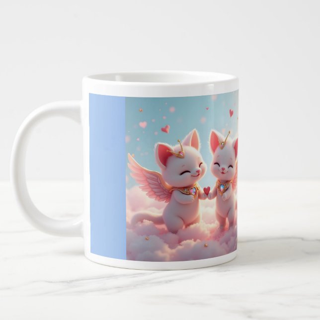 Cute Kärlek Cats Jumbo Mugg (Vänster)
