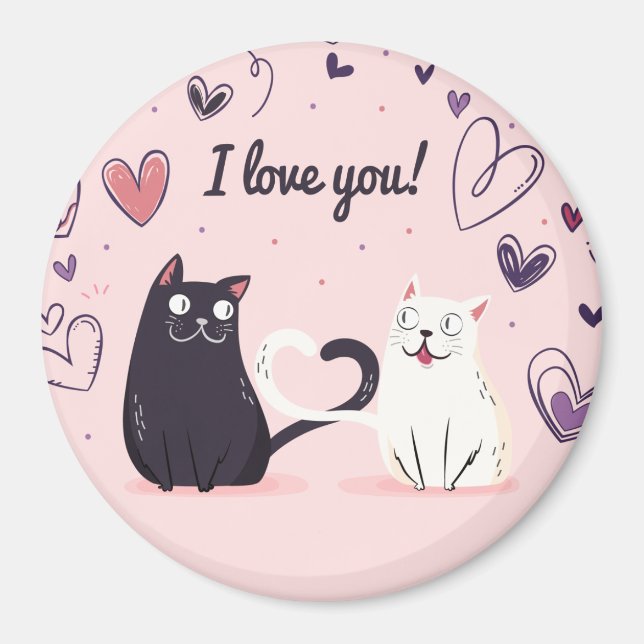 Cute Kärlek Cats Magnet (Framsidan)