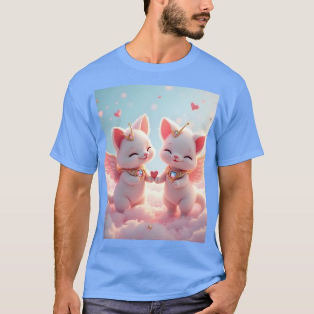 Cute Kärlek Cats T Shirt (Framsida)